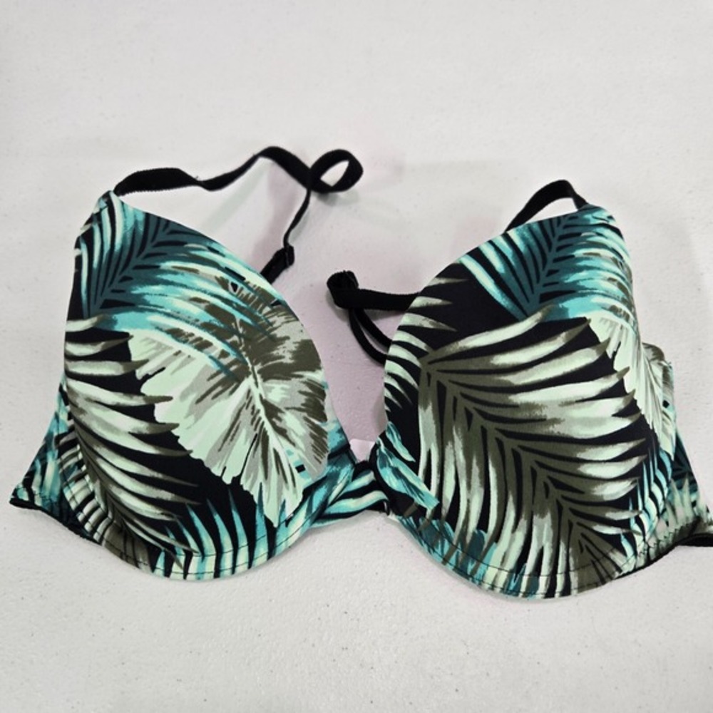 Victoria Secret PINK Women‎ Bra 32D Green Tropical Demi Underwire Convertible